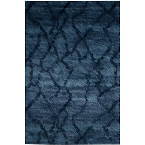 Retro Blue/Dark Blue 6 ft. x 9 ft. Abstract Area Rug