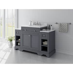 Mornington 54 in. W x 21 in. D x 38 in. H Single Bath Vanity in Gray with Marble Vanity Top in White with White Sink