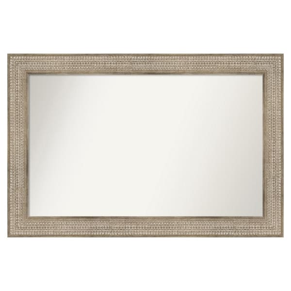 Amanti Art Trellis Silver 42 in. x 28 in. Custom Non-Beveled Wood Framed Bathroom Vanity Wall Mirror