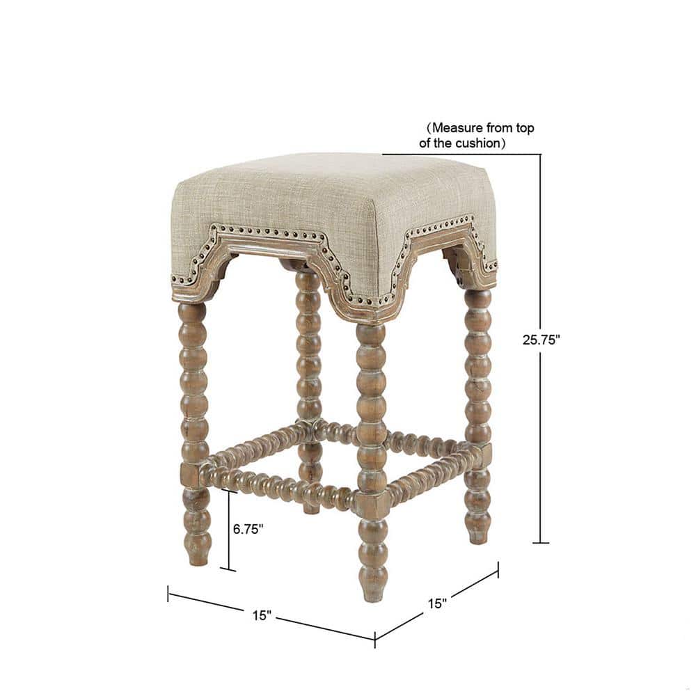 Elegant Farmhouse Grey Wood and Metal Counter Stool