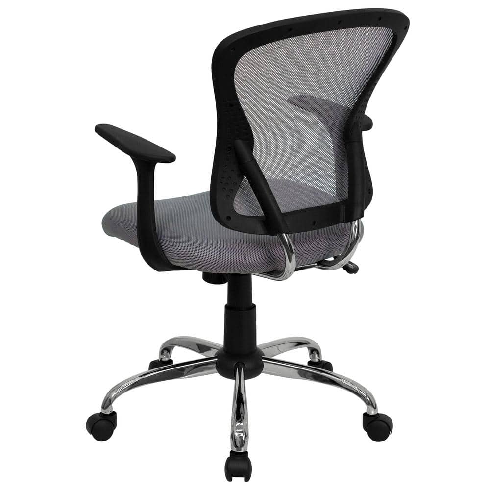 Mid-Back Gray Mesh Swivel Task Chair with Chrome Metal Base