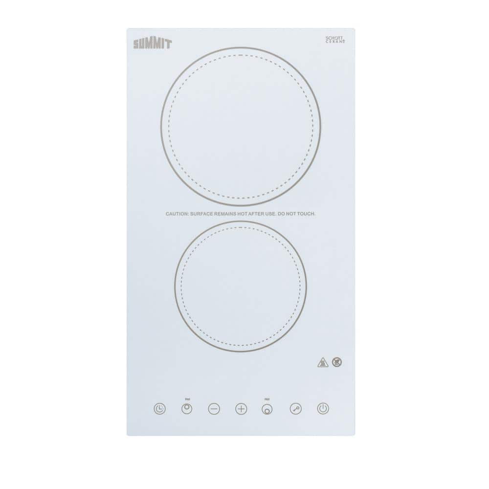 12 in. Radiant Electric Cooktop in White with 2 Elements including High Power Element