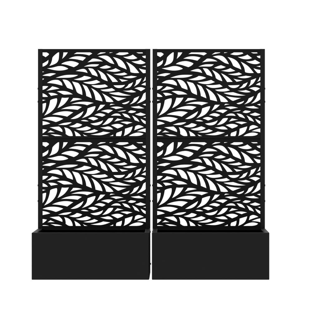 30 in. L x 12 in. W x 59 in. H Black Square Outdoor Iron Bed with Ornate Leaf Pattern Trellis (2-Pack) price history on PriceWatchPro