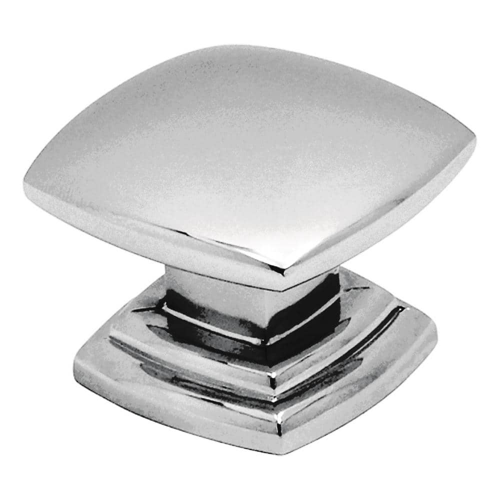 Chrome Square Modern Knob with Mounting Hardware