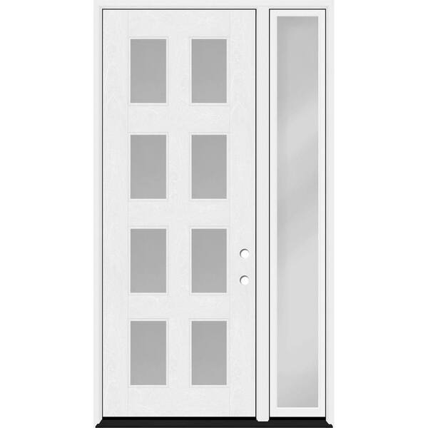 Steves & Sons Regency 51 in. x 96 in. 8L Modern Clear Glass RHOS Unfinished Fiberglass Prehung Front Door with Clear 12 in. SL 4-9/16