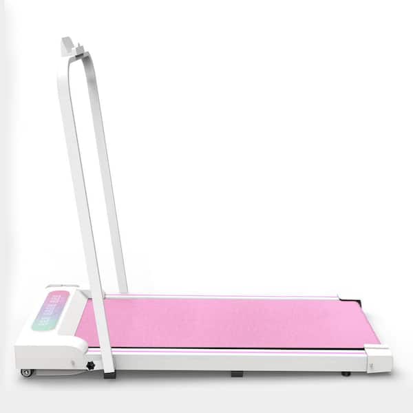 2.5 HP Pink Metal Portable 2-in-1 Under Desk Electric Treadmill with LED Display and Remote Control