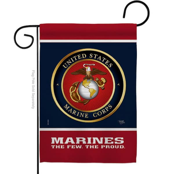 Breeze Decor 13 in. x 18.5 in. Proud Marine Corps Garden Flag Double ...