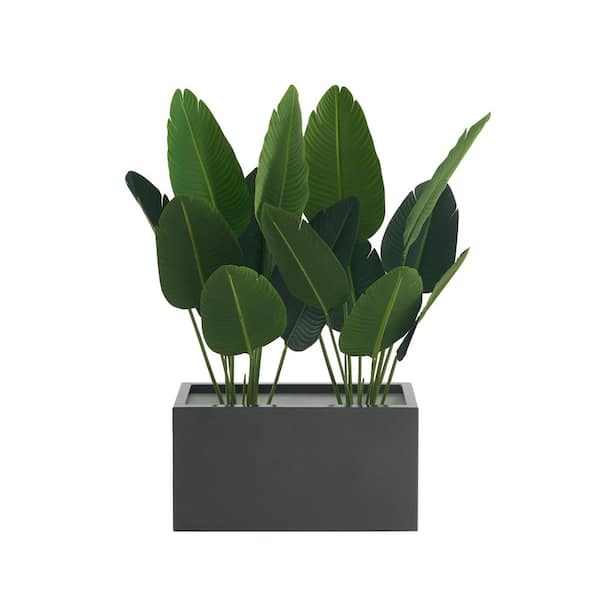 EDYO LIVING Long Box Metal Rectangular Planter in Grey