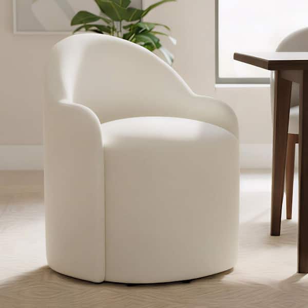 Franklin Linen Fabric Modern Upholstered Swivel Dining Chair with Wheels for Dining Room, Kitchen