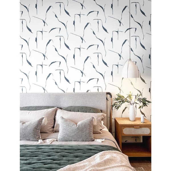 Ivory Coast Navy Blue and Glint Premium Peel and Stick Wallpaper