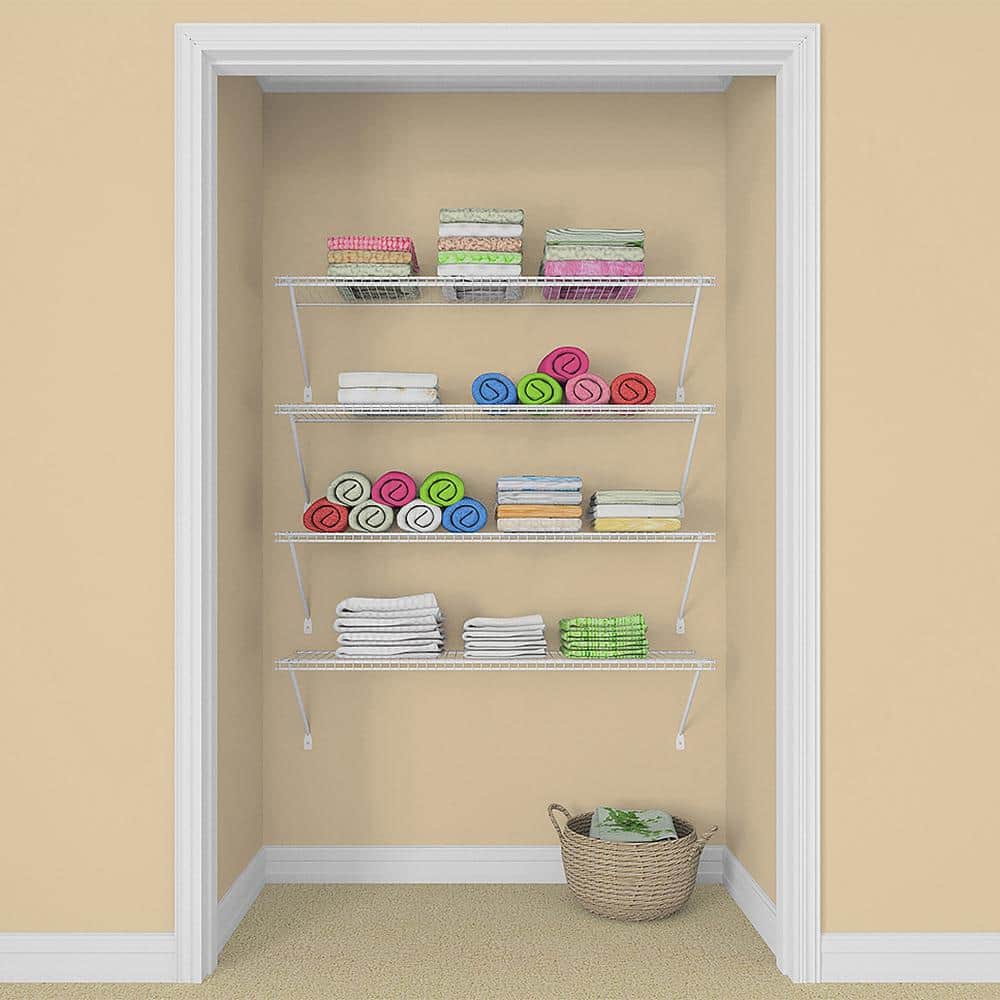 Essential 4 ft White Steel Ventilated Shelf Kit with Hardware