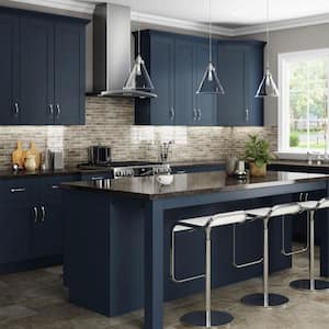 Richmond Valencia Blue Plywood Shaker Ready to Assemble Base Kitchen Cabinet Soft Close 9 in W x 24 in D x 34.5 in H