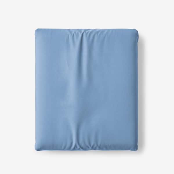 The Company Store Company Cotton Percale Porcelain Blue Solid 300-Thread Count Queen Deep Pocket Fitted Sheet