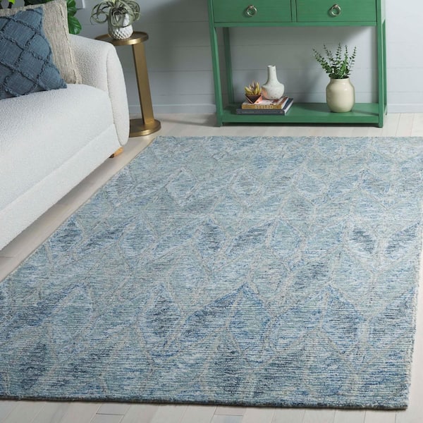Ebony 3 ft. x 5 ft. Light Blue Geometric Chevron Area Rug