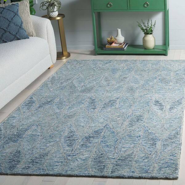 Ebony 8 ft. x 10 ft. Light Blue Geometric Chevron Area Rug