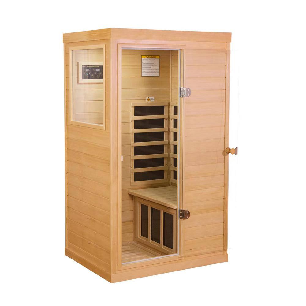 Single-Person Hemlock Wood Infrared Sauna with Carbon Heaters