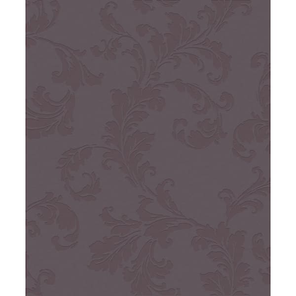 Unbranded Emporium Collection Purple Acanthus Trail Embossed Metallic Ink Finish Paper Non-Pasted Non-Woven Wallpaper Roll