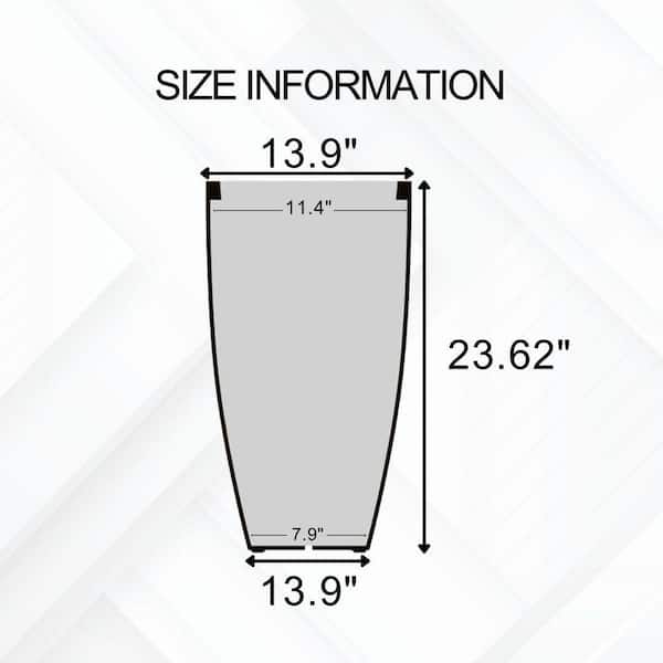 23.6 in. H Charcoal Concrete Tall Planters Set of 2, Indoor/Outdoor Modern Pots with Drainage Plug