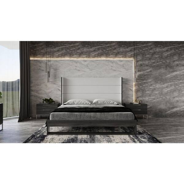 Modrest Heloise Contemporary Gray Wood Frame King Platform Bed