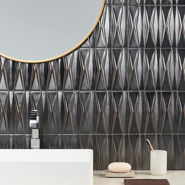 Ivy Hill Tile Delphi Harlequin Gunmetal 12 in. x 16 in. Matte