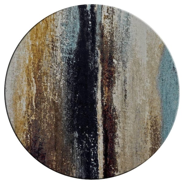 Solstice Multi-Colored 8 ft. Round Abstract Area Rug