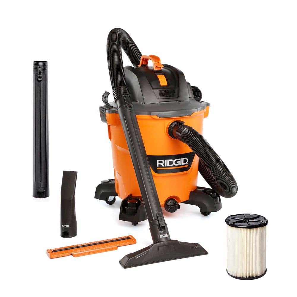 RIDGID 12 Gal. 5.0 Peak HP NXT Shop Vacuum Wet Dry Vac with General Debris Filter, Locking Hose and Attachments HD1200 HD1200