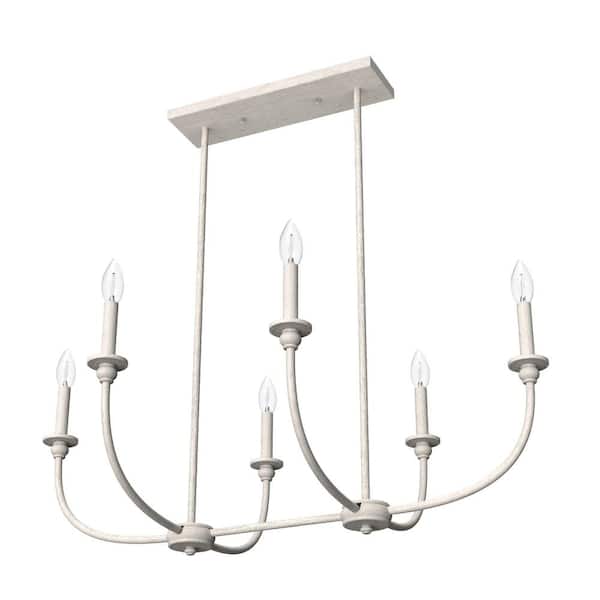 Hunter Southcrest 6-Light Distressed White Transitional Led Chandelier