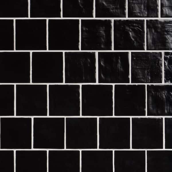 Ivy Hill Tile Amagansett Jet Black 4 in. x 4 in. Mixed Finish Ceramic Wall Tile (5.38 sq. ft. / case)