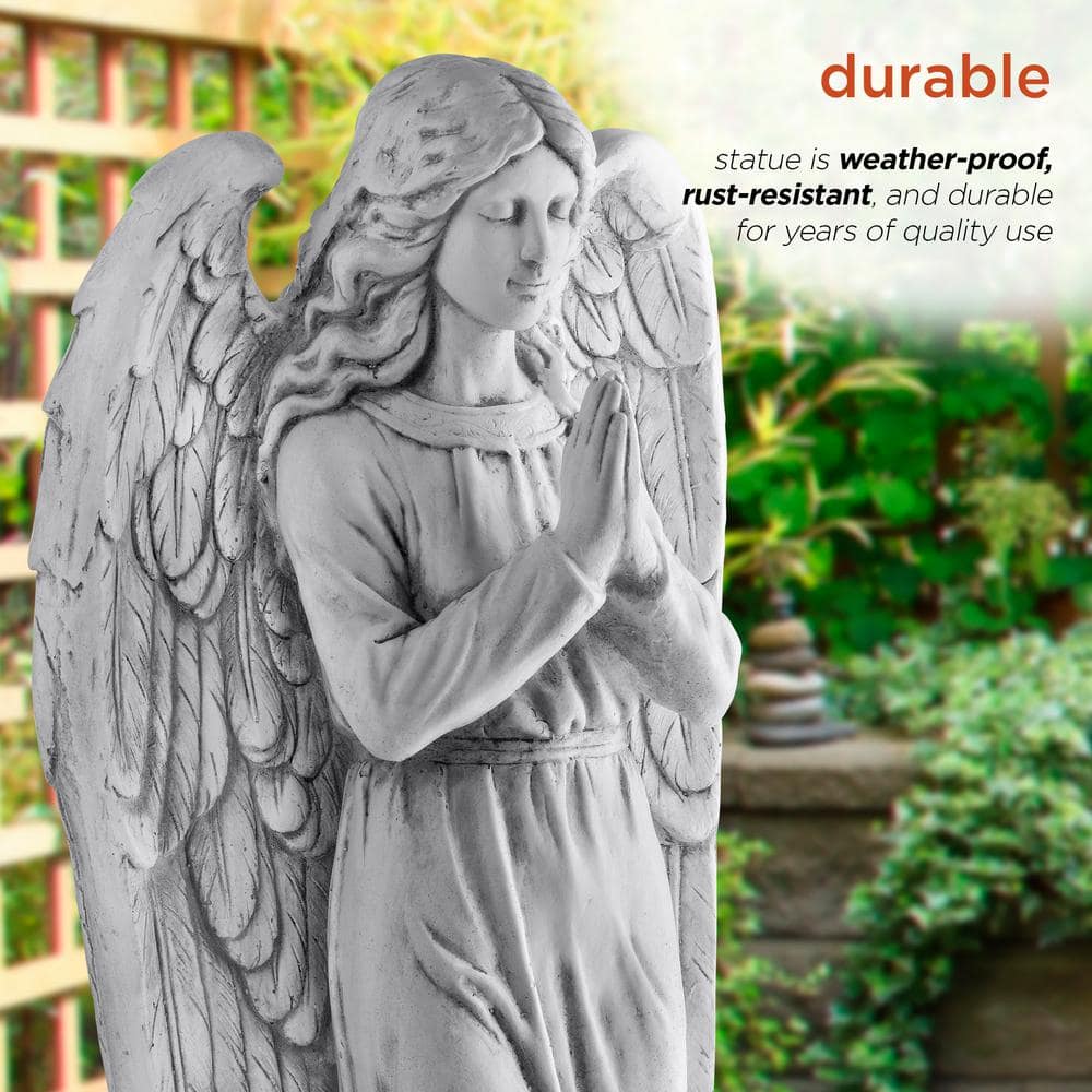 47" Tall Light Gray Praying Angel Polyresin Statue