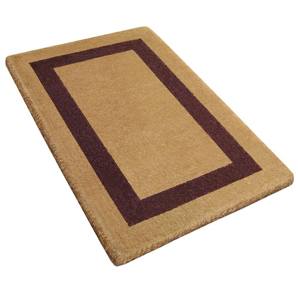Heavy Duty Brown 22 in. x 36 in. Coir Plain Single Picture Frame Indoor Outdoor Door Mat