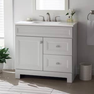 Sedgewood 36.5 in. W x 18.8 in. D x 34.4 in. H Freestanding Bath Vanity in Dove Gray with Arctic Solid Surface Top