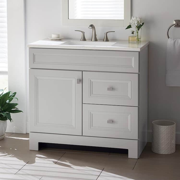 Project Source 24-in White Single Sink Bathroom Vanity with White Cultured  Marble Top in the Bathroom Vanities with Tops department at