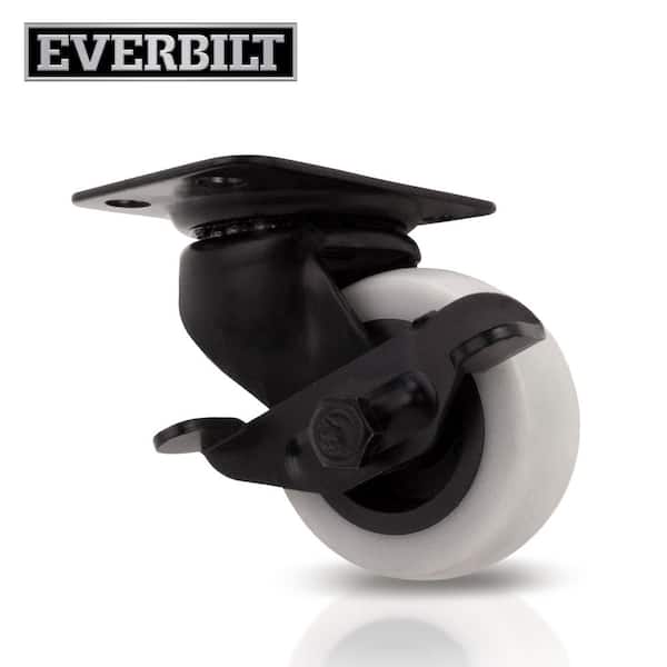 Everbilt 2 in. Gray Rubber Like TPR and Black Steel Swivel Plate Caster with Locking Brake and 90 lb. Load Rating