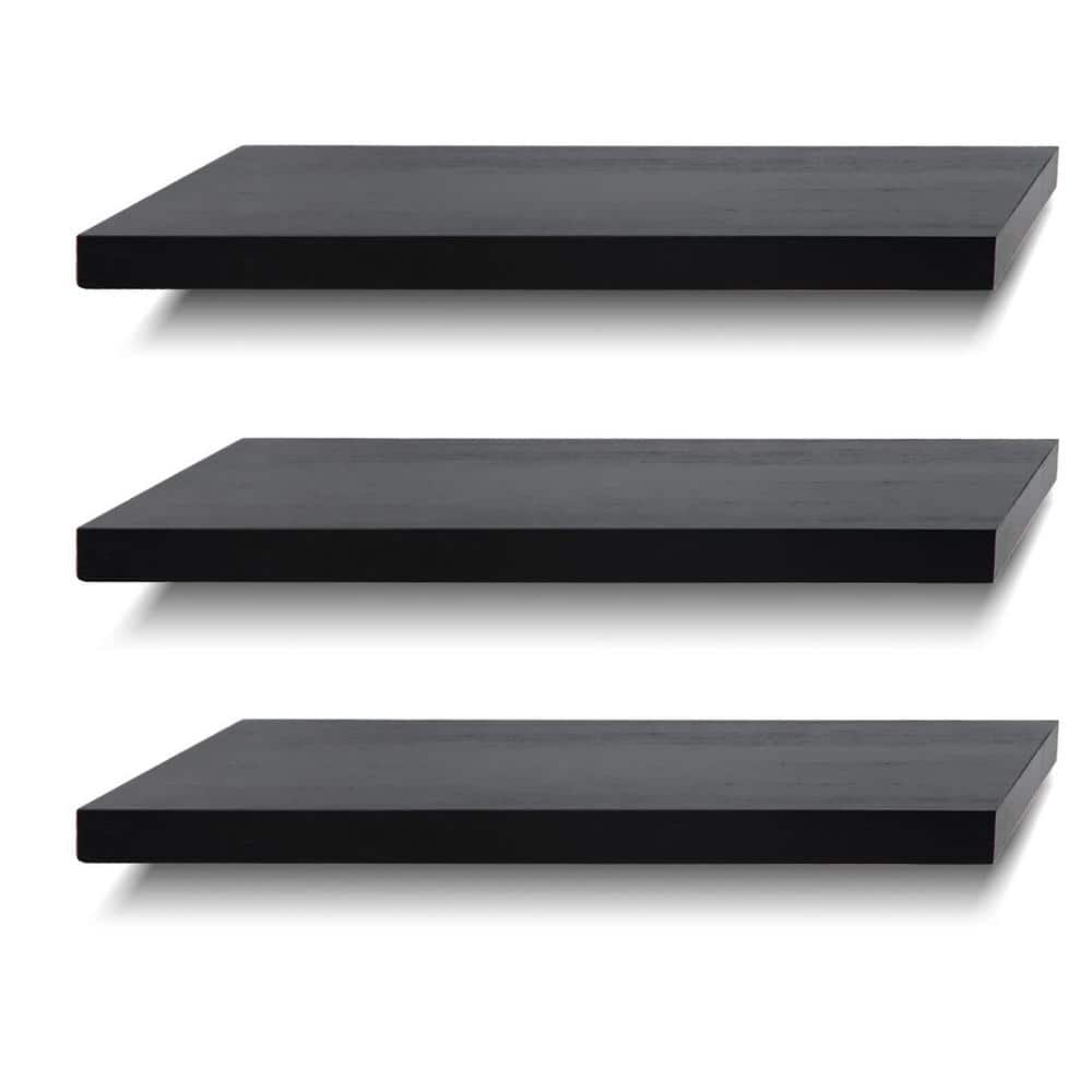 17 in. W x 6.7 in. D Wood Floating Decorative Wall Shelf Set of 3