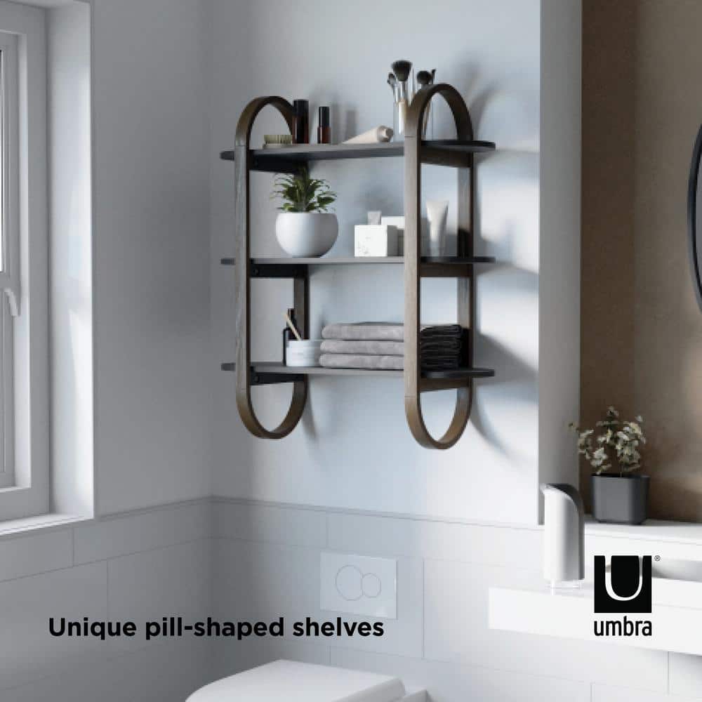 Bellwood Black Walnut 3-Tier Floating Wall Shelf