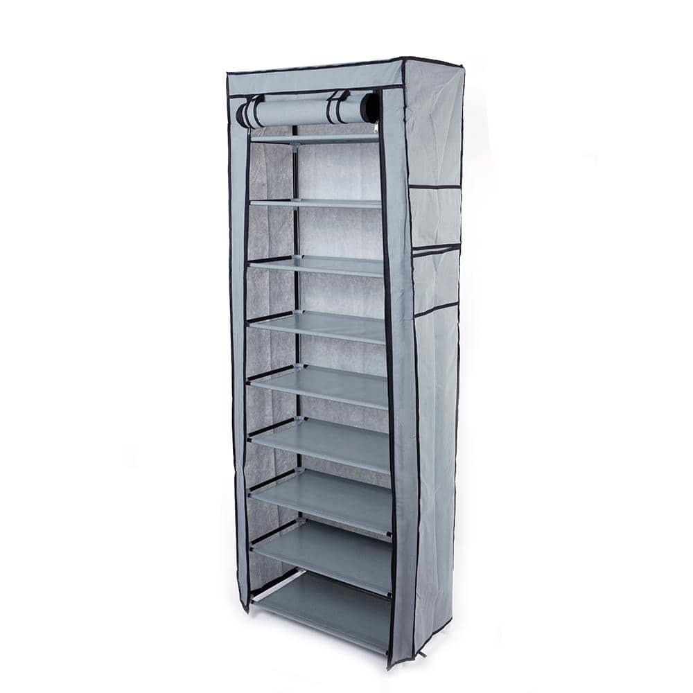 Reviews for Karl home 62.99 H 27 Pairs 1Tier Gray Fabric Shoe Rack