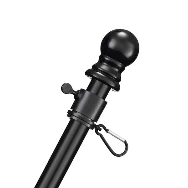 6ft Adjustable 1 in. Stainless Steel Heavy Duty Flagpole Kit Anti-Tangle Wall Mount Outdoor Flag Pole Black