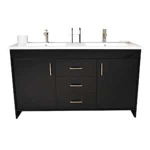 Rio 60 in. W x 19 in. D Bath Vanity in Black with Acrylic Vanity Top in White with White Basin