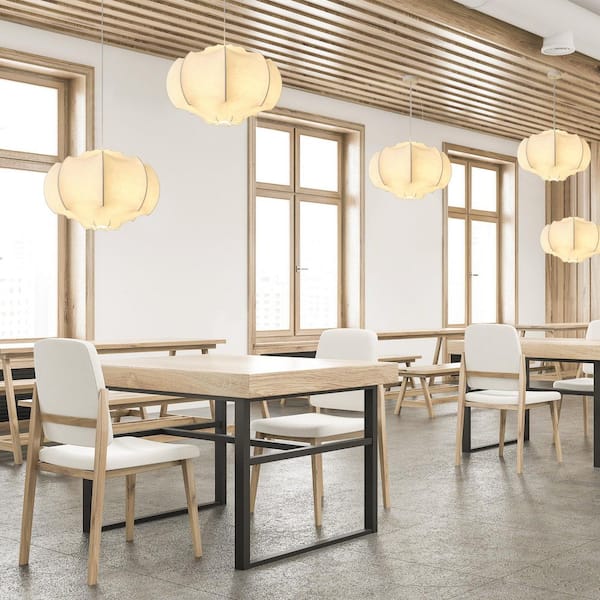 23 in. 40-Watt 3-Light White Lantern Pendant-Light for Restaurant Kitchen Island