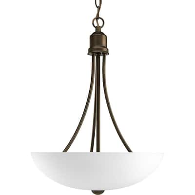 Gather Collection 2-Light Antique Bronze Foyer Pendant with Etched Glass