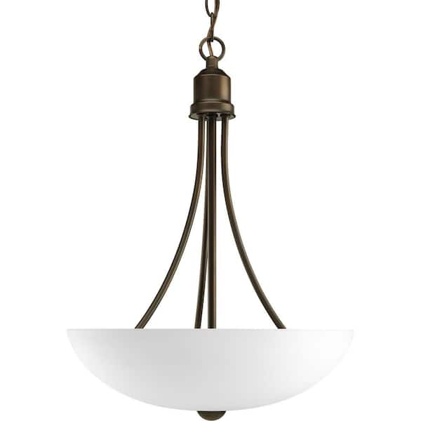 Progress Lighting Gather Collection 2-Light Antique Bronze Foyer Pendant with Etched Glass