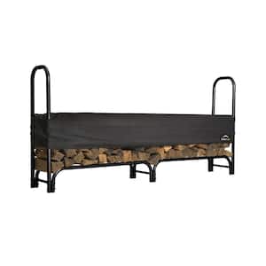 8 ft. D x 3 ft. H x 1 ft. W Firewood Rack with Black Powder-Coated Finish and 2-Way Adjustable Polyester Cover