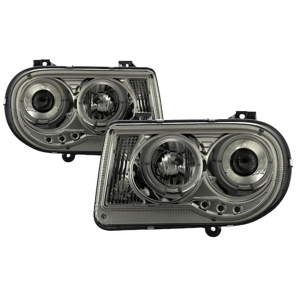 Chrysler 300C 05-10 Projector Headlights - LED Halo - LED ( Replaceable  LEDs ) - Smoke