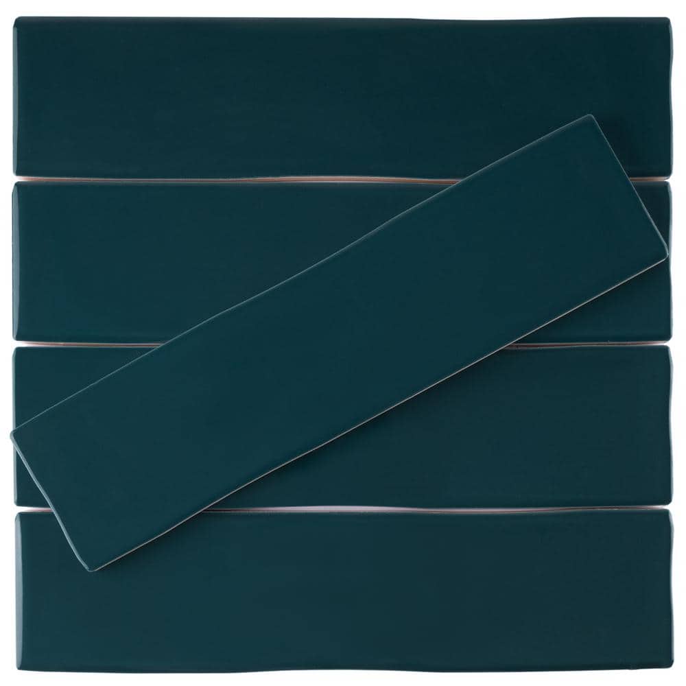 Petroleo Blue Ceramic Subway Wall Tile 3 x 12 Inch