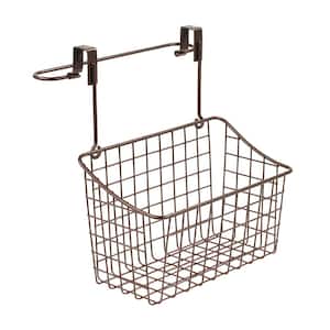 Grid Over the Cabinet Towel Bar and Medium Basket in Bronze