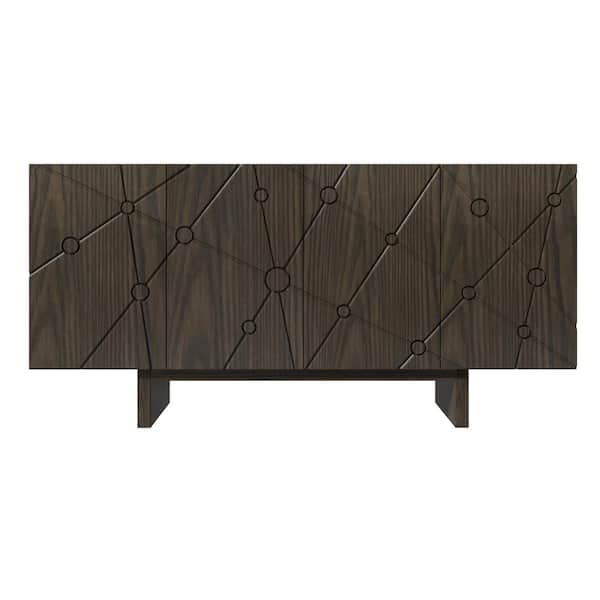 Boyel Living Brown 4-Door Modern Wood Grain Accent Storage Cabinet For Living Room, Foyer and Kitchen-Dining Room