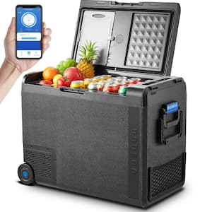 28.5 in. 2.04 cu. ft. 12-Volt Car Refrigerator Retro Mini Refrigerator 64 qt. in Black, Car Fridge, -4℉-68℉ Car Cooler