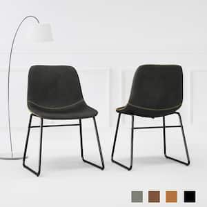 Faux Leather Upholstered Dining Chairs With Metal Legs(Set of 2)