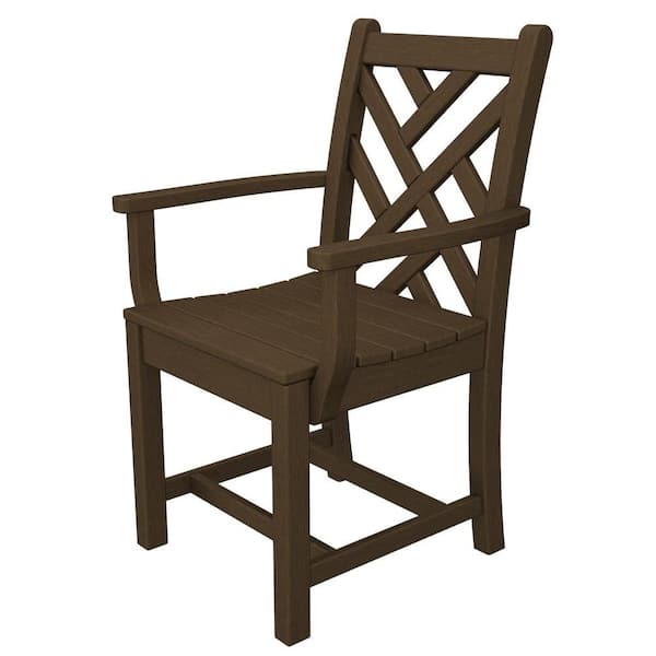 POLYWOOD Chippendale Teak All-Weather Plastic Outdoor Dining Arm Chair