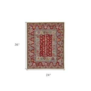 2 x 3 Blue and Red Floral Area Rug